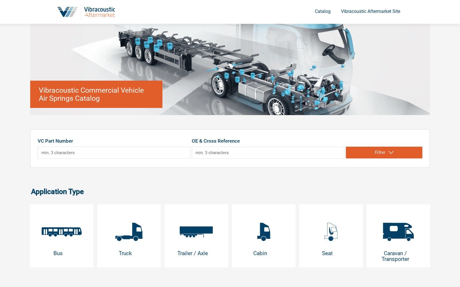 Screenshot von Vibracoustic Aftermarket Catalog