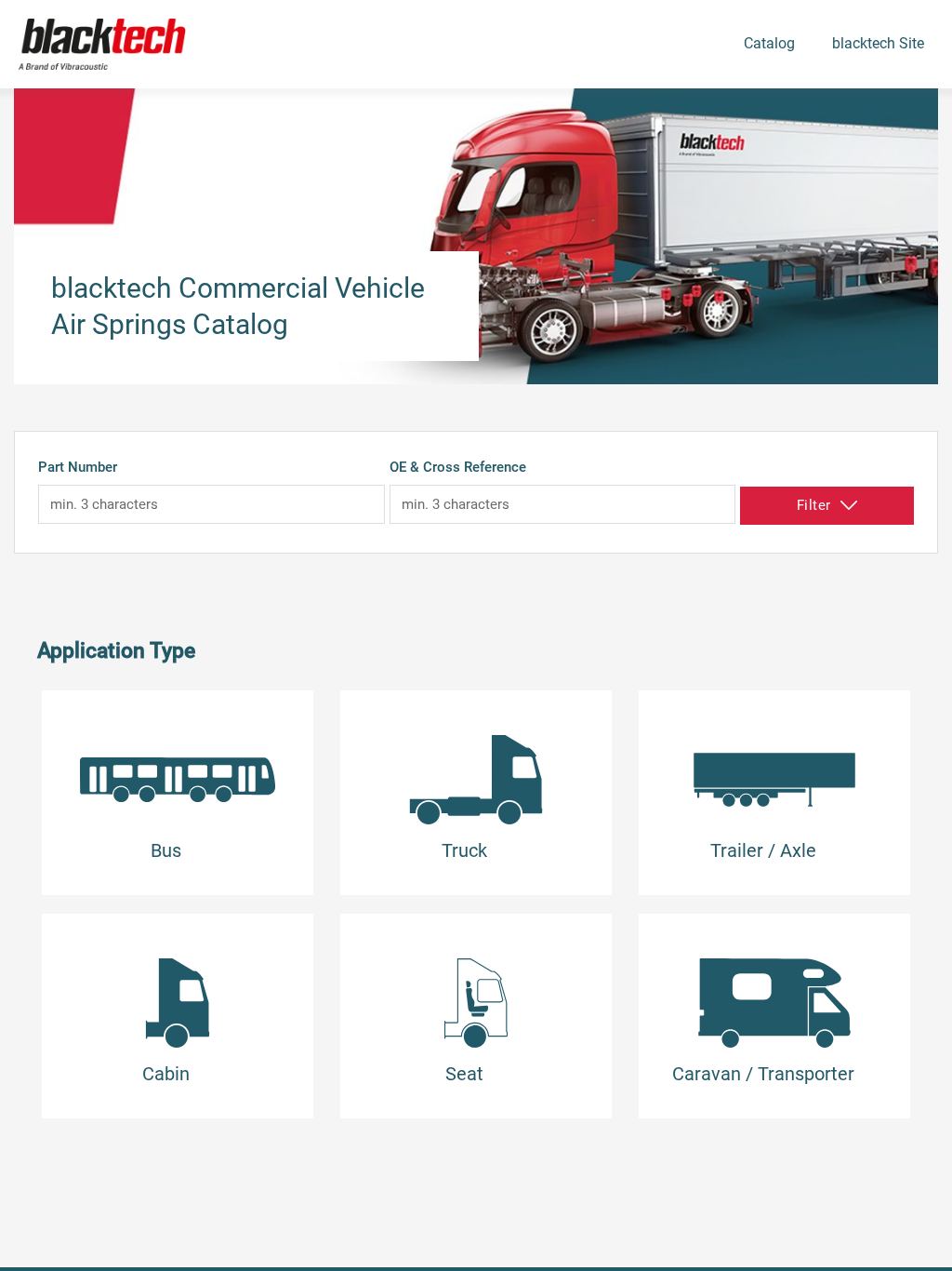 Screenshot von blacktech Aftermarket Catalog